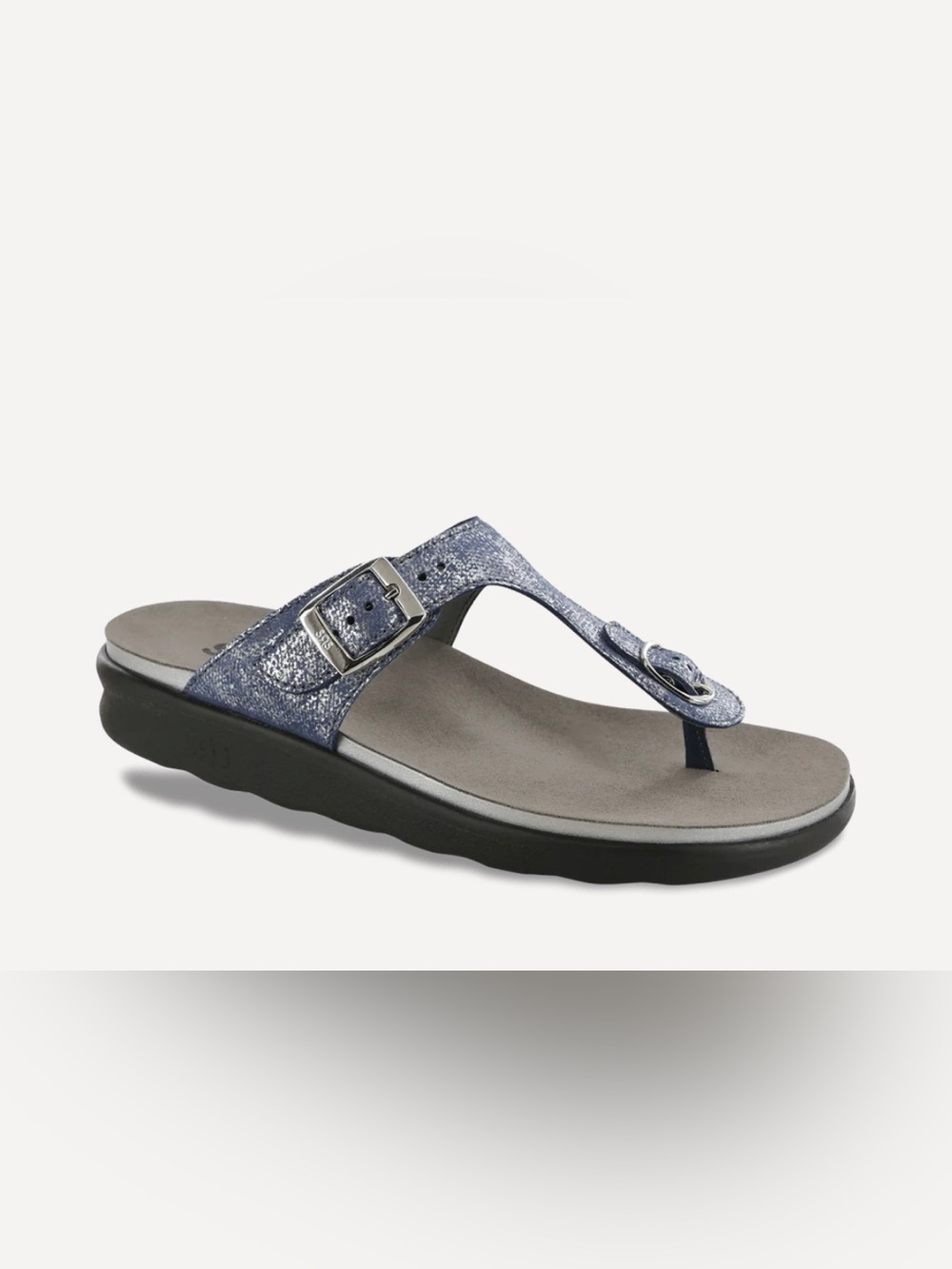 SAS Sanibel T-Strap Slide Sandal - Silver Blue (NWOB) - Size 5M